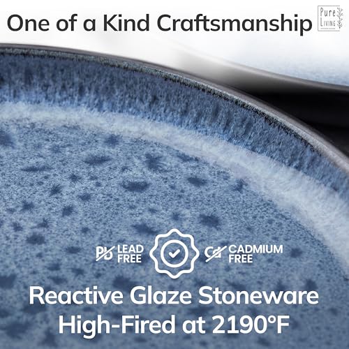 24 Piece Stoneware Dinnerware Set for 6 (Dark / Deep Blue / Set for 6 (24pcs))