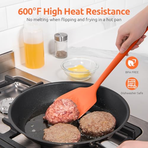 Silicone Turner Cooking Spatula (Orange / 13.6 in)