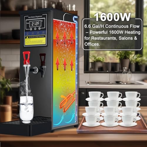 Hot Water Dispenser Commercial Water Boiler Countertop Hot Water Machine Stainless Steel Step (Black 25Liter/H)