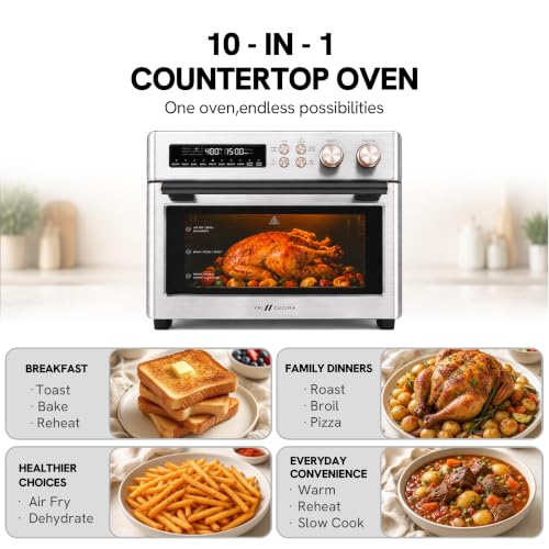 Infrared Heating 26.3 QT Air Fryer Toaster Oven (Brushed Stainless Steel Finish)