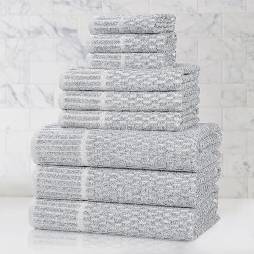 Juno Viscose Cotton Blend Medium Weight Towels (9 Piece Towel Set / Denim Blue)