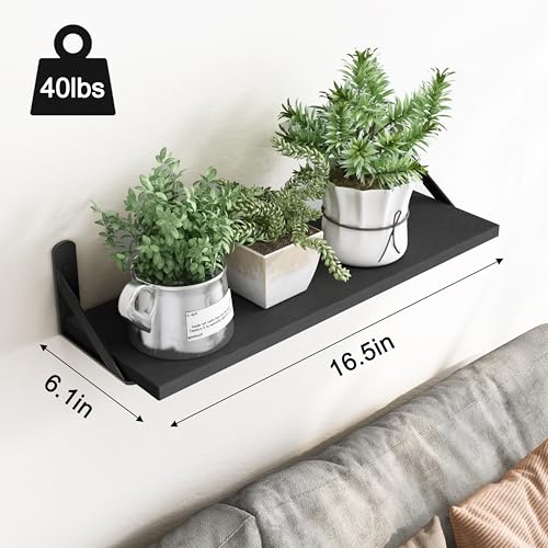 16.5in Floating Shelves for Wall Home Decor (Black / 16.5 x 6.1 x 0.59 inches)