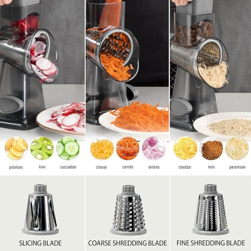 Cheese Grater Hand Crank Rotary Vegetables Shredder with Handle