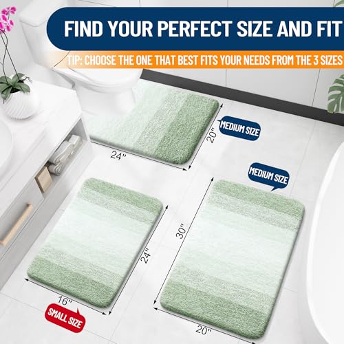 Small Bathroom Rugs 24x16 (24" X 16" / Sage Green)