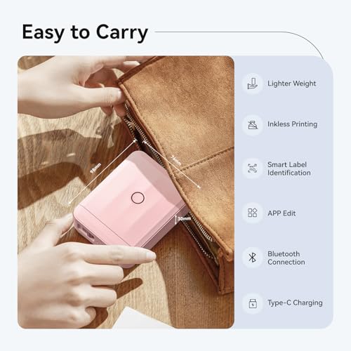 D110 Mini Label Maker Machine with Tape for Home School (Pink / Printer + 1 Tape)
