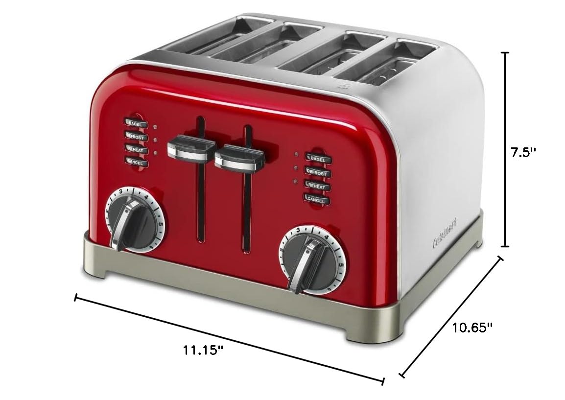 4 Slice Metal Classic Toaster (Metallic Red)