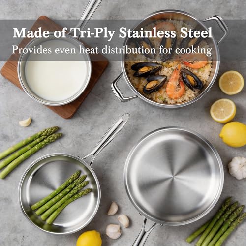 Stainless Steel Cookware Set Pots And Pans Set with Steamer Basket