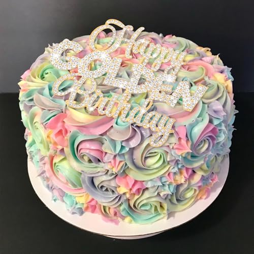 Happy Golden Birthday Cake Topper Rhinestones Golden Birthday Cake Toppers (Happy Golden Birthday- Gold)