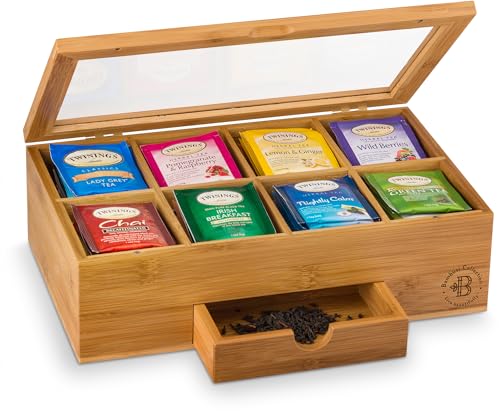 Tea Bag Organizer Box 8 (Bamboo)