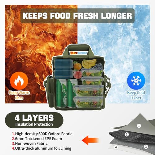 Tactical Lunch Box for Men Expandable 18L Heavy Duty Military Insulated Cooler Bag