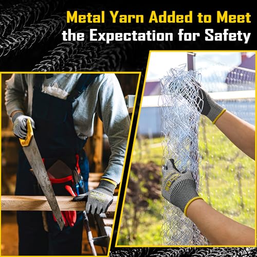 12 Pairs A6 PU Cut Resistant Safety Work Gloves with Grip (Large (Pack of 12))