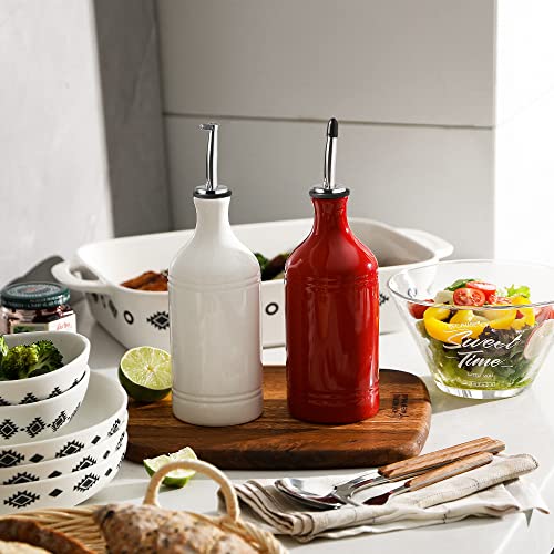 Sweejar Ceramic Olive Oil Dispenser Bottle (15.5 oz, Set of 1 / White)