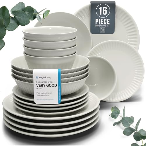 16 Piece Stoneware Dinnerware Set for 4 (Hygge / Beige / Set for 4 (16pcs))