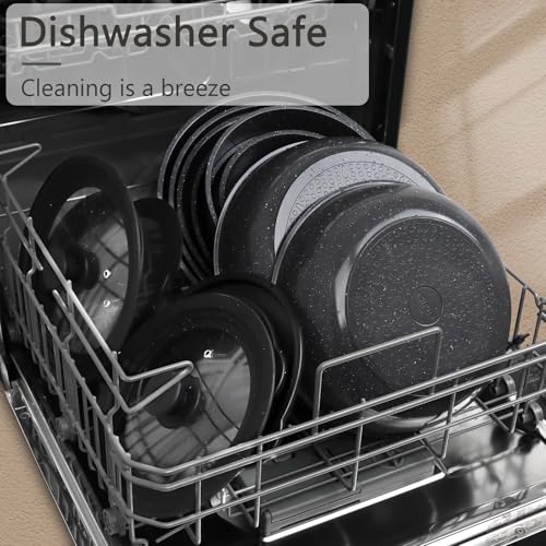 Ceramic Pots and Pans Set Non Stick (Dark Gray / 11PCS)