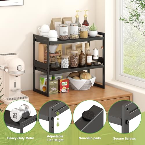 Expandable Kitchen Countertop Organizer (Black-2 Pack / 8.7''D*13-22.6''W*8''H)