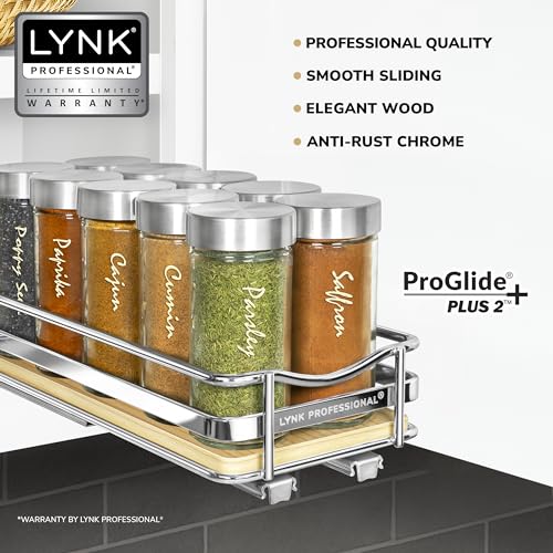 lite™ Pull Out Spice Organization for Cabinets (Wood / 4-1/4" - 1 Tier)