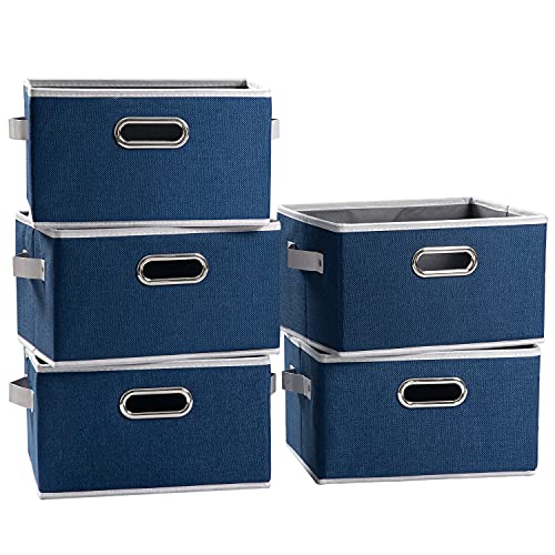 Large Collapsible Storage Baskets for Closet [5 (Royal Blue / Large(5-Pack))