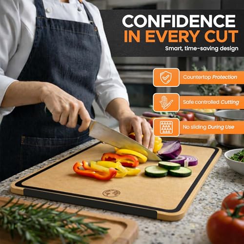 Composite Wood Cutting Board Set of 3 (Tan/Black)