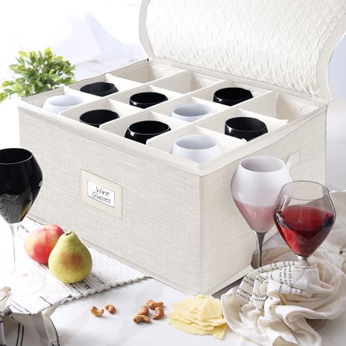 Wine Glass Storage Box with Dividers