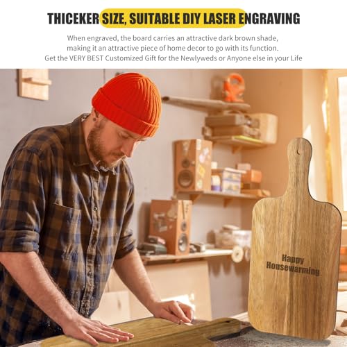 6 Pcs Wood Cutting Boards Bulk Thicken with Handle Kitchen (15 x 7 inches)
