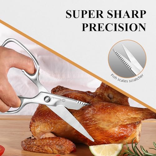 Kitchen Scissors for Food (8.5 Inch Silver)