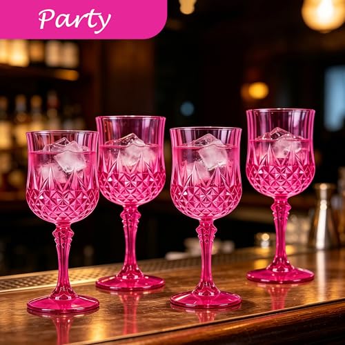 24Pack Plastic Wine Glasses (Hot Pink)
