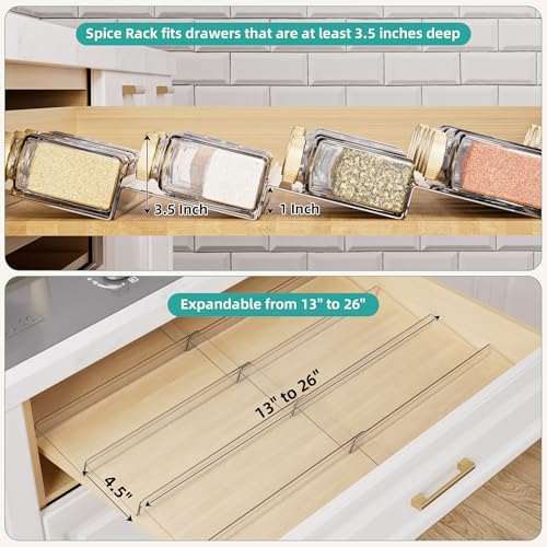 Acrylic Spice Drawer Organizer (Transparent / 10 Pack)