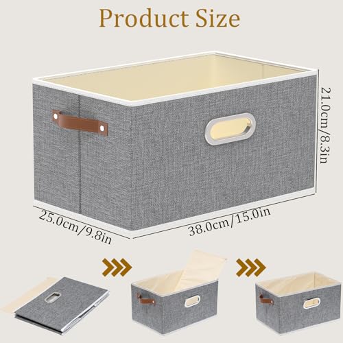 Collapsible Fabric Storage Bins (15.0x9.8x8.3inch(6-Pack) / Grey)