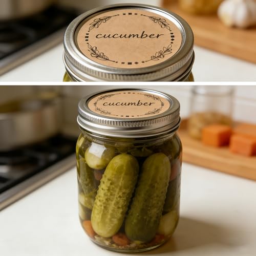 500 Pcs 2" Canning Labels for Jar and Lids (4 Different Wreath Design (Dark))