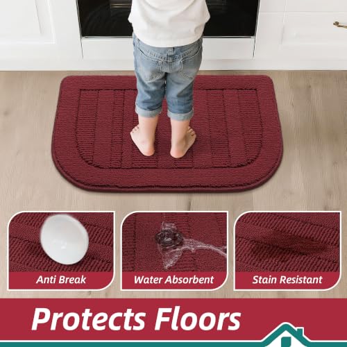 24x36 Inch Kitchen Rugs Non Slip Washable Kitchen Sink Rug (2' x 3' (Semicircular) / Red)