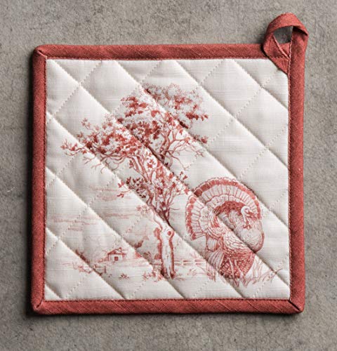 Pot Holders 100% Cotton Potholders (119 - Holy Jouy - Red / 8" x 8" (Pot Holder Pack of 2))