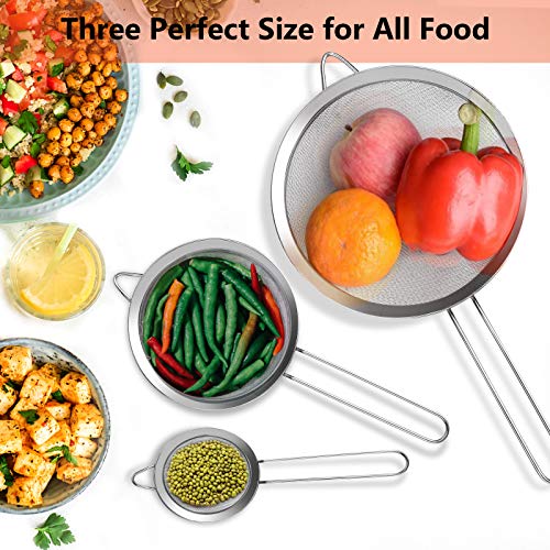 3Pcs Super Wire Extra Fine Mesh Strainer with Handle