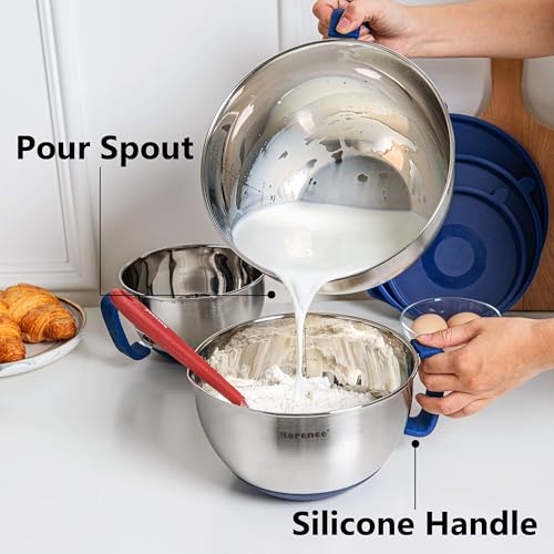 Stainless Steel Mixing Bowls Set with Lids (Blue / 3 piece)