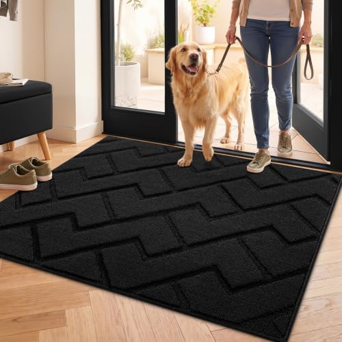 Front Door Mat Outside Entrance (Black / 40" x 32" (Rectangular))