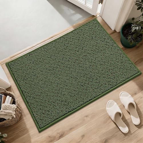 Dirt Trapper Door Mat 17"x30" Non Slip Washable Green (Green / 17" x 30")