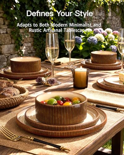 Dinnerware Set for 4 (Cream Brown)