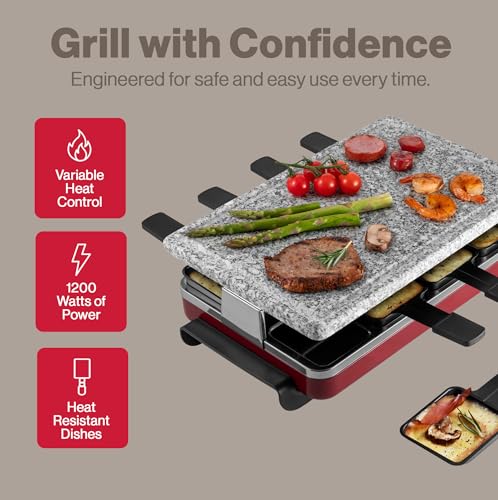 KF 77045 Classic 8 Person Raclette Party Grill with Granite Stone Grill Top