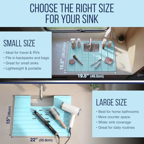 Bathroom Sink Cover for Counter Space (Light Blue / Large)