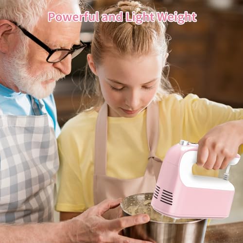 9 Speed Digital Hand Mixer Electric (Pink/White)