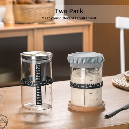 Sourdough Starter Jar (Steel Lid-2 Pack)