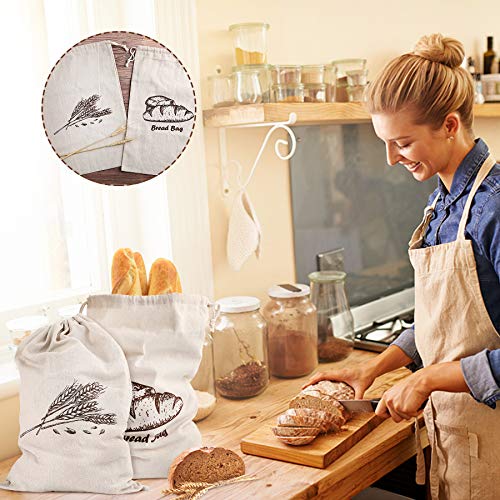 4 Pcs Linen Bread Bags for Homemade Bread Container