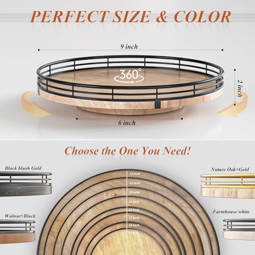 9 Inch Farmhouse Oak Lazy Susan Cabinet Organizer