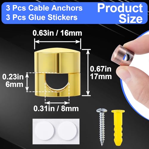 3 Sets Charger Holders for Cords (3 Sets / Gold, Red Bronze, Silver)