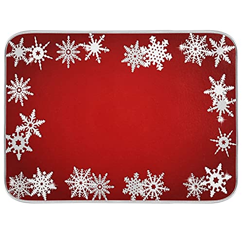 Super Absorbent Dish Drying Mat (Christmas Snowflake Abstract / 16" x 18")