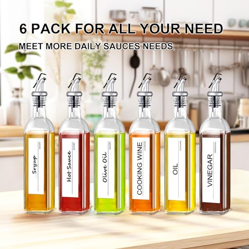 Olive Oil Dispenser Bottle for Kitchen (Clear / 17 Ounces-6 Pack)