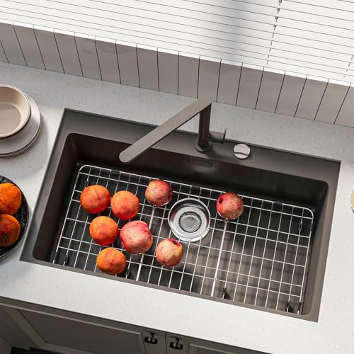 28-7/8" x 14-3/8" Stainless Steel Sink Protector, Sink Grate for Bottom (28-7/8''x14-3/8''/Rear Drain)