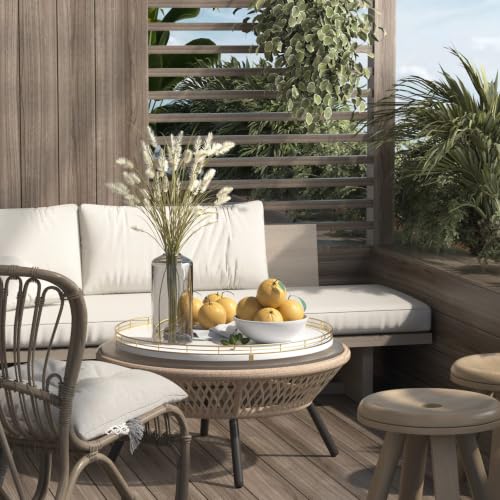 16 Inch Oak Lazy Susan with Gold Rail and White Finish (White & Gold / 16)