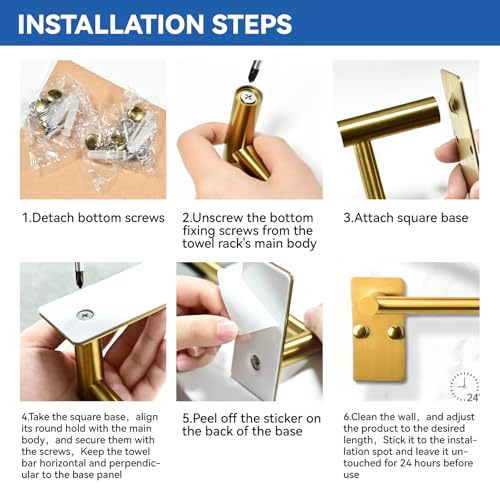 Adhesive Adjustable Towel Bar (1 / Gold-self Adhesive)