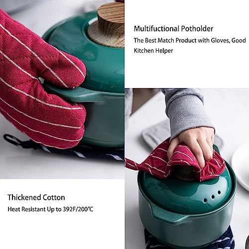 4Pcs Oven Mitts and Pot Holders (Red)