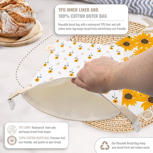 Reusable Bread Bag Set for Home Bakers (Sunflower)